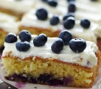 Blueberry traybake with lemon icing