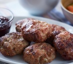 Turkey and stuffing burgers with a cranberry glaze 