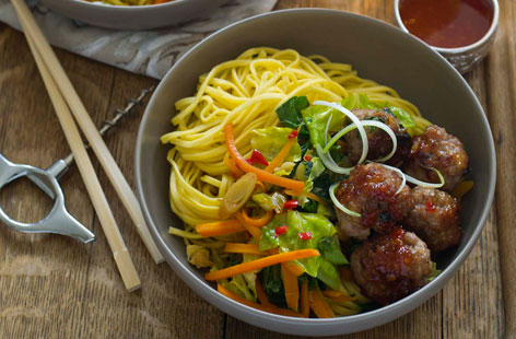 Taiwanese meatballs and noodles HERO
