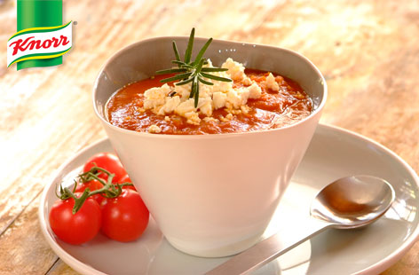 Tomato, chickpea and feta soup