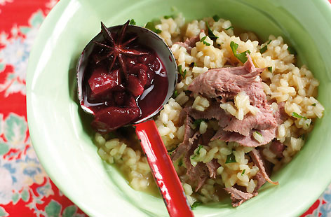 Wafer Sliced Duck Risotto with Spiced Plums and Star Anise thumb b4cabaac 8c54 4f08 8622 69074f2158cf 0 146x128