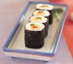 Asparagus and sweet red pepper sushi rolls