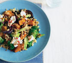 Warm bulgar wheat, roast squash and ricotta salad