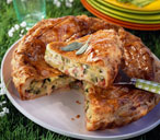 Cheese, pepper and courgette pie