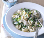 Pasta with creamy, garlicky greens