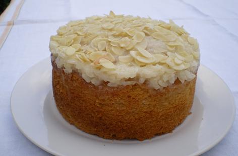 Coconut Cake with Cream Rice Topping