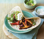 Mushroom fajitas with guacamole