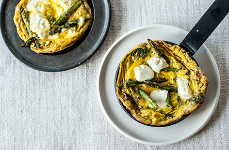 Bruno Loubet's grilled asparagus, soft cheese and mint frittata