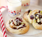 Mincemeat  and cranberry puff swirls