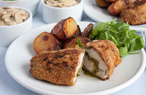 Pesto kiev and honey roast rosemary potatoes | Tesco Real Food