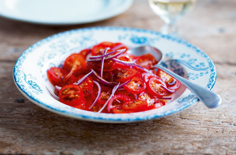 Piccolo tomato and red onion salad
