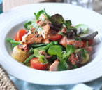 Salmon Niçoise with sun-dried tomato dressing