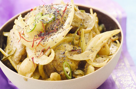 Lamb curry with poppy seeds and saffron