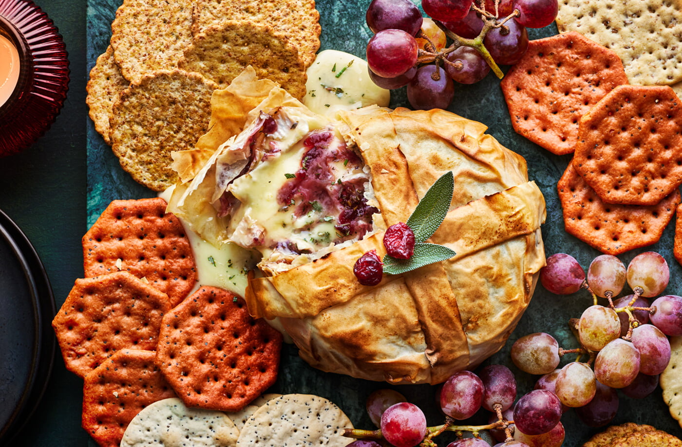 Cranberry camembert filo parcel recipe
