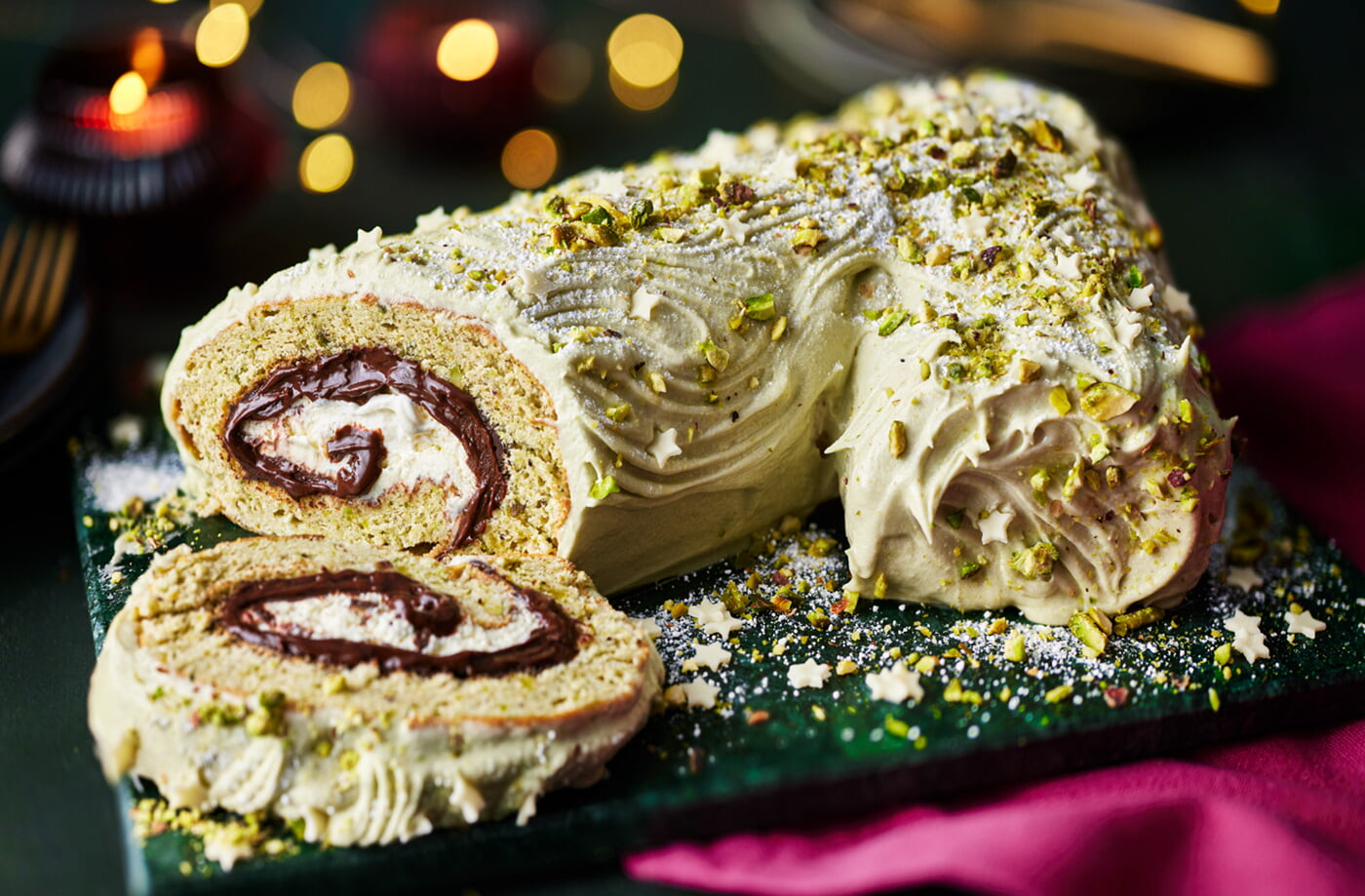 Pistachio yule log recipe