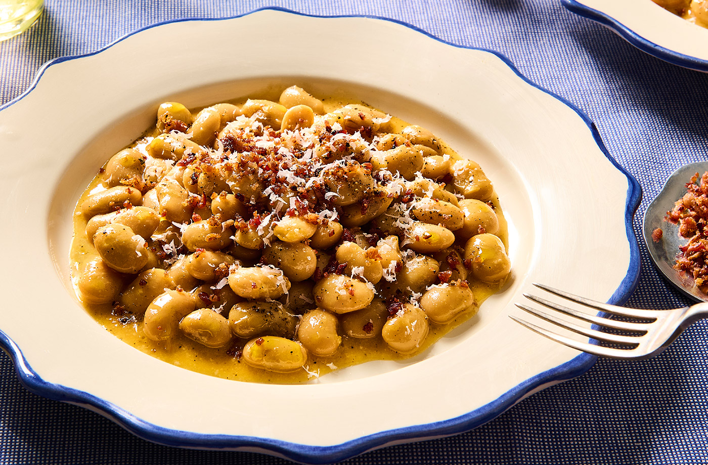 Butter bean carbonara with bacon crumb recipe