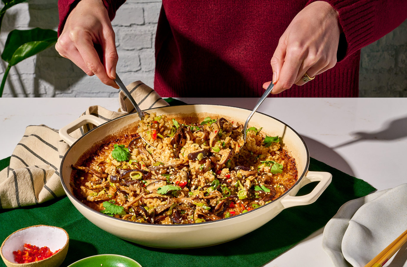 Crispy mushroom rice recipe