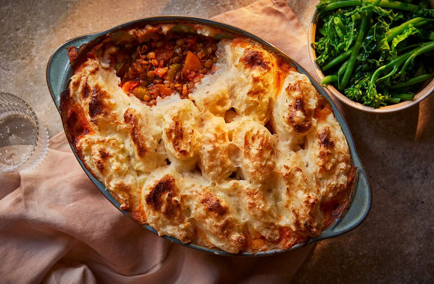 Lentil shepherd's pie with garlic and herb mash recipe