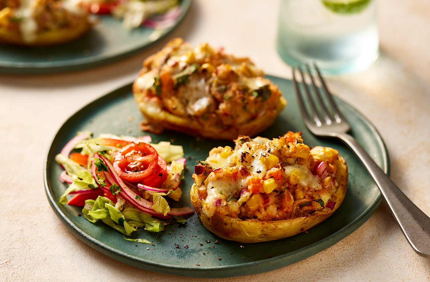 Mackerel-stuffed potato skins recipe