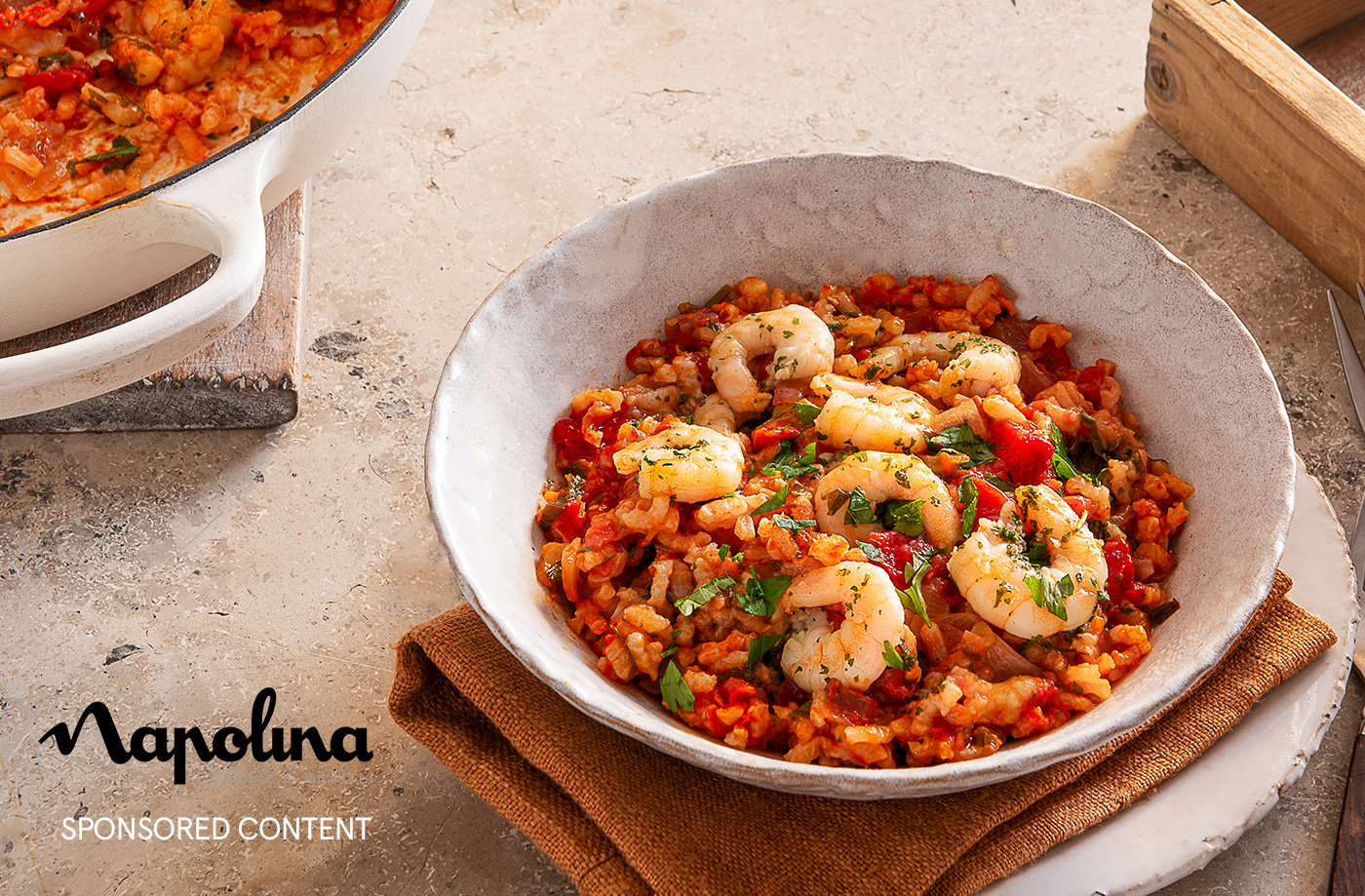 Tomatobaked Rice With King Prawns Prawn Recipes Tesco Real Food