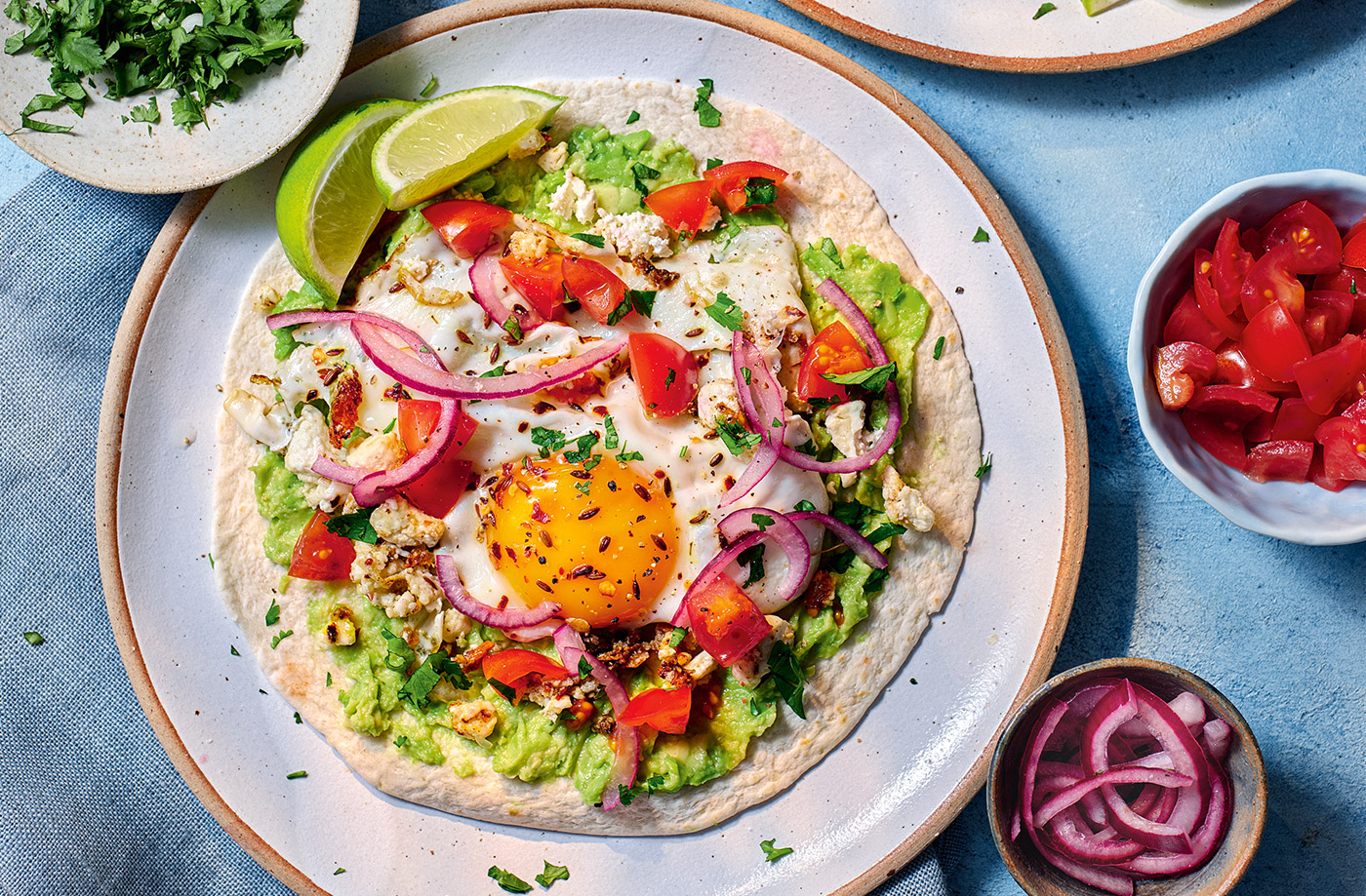 Smashed feta eggs breakfast tacos recipe