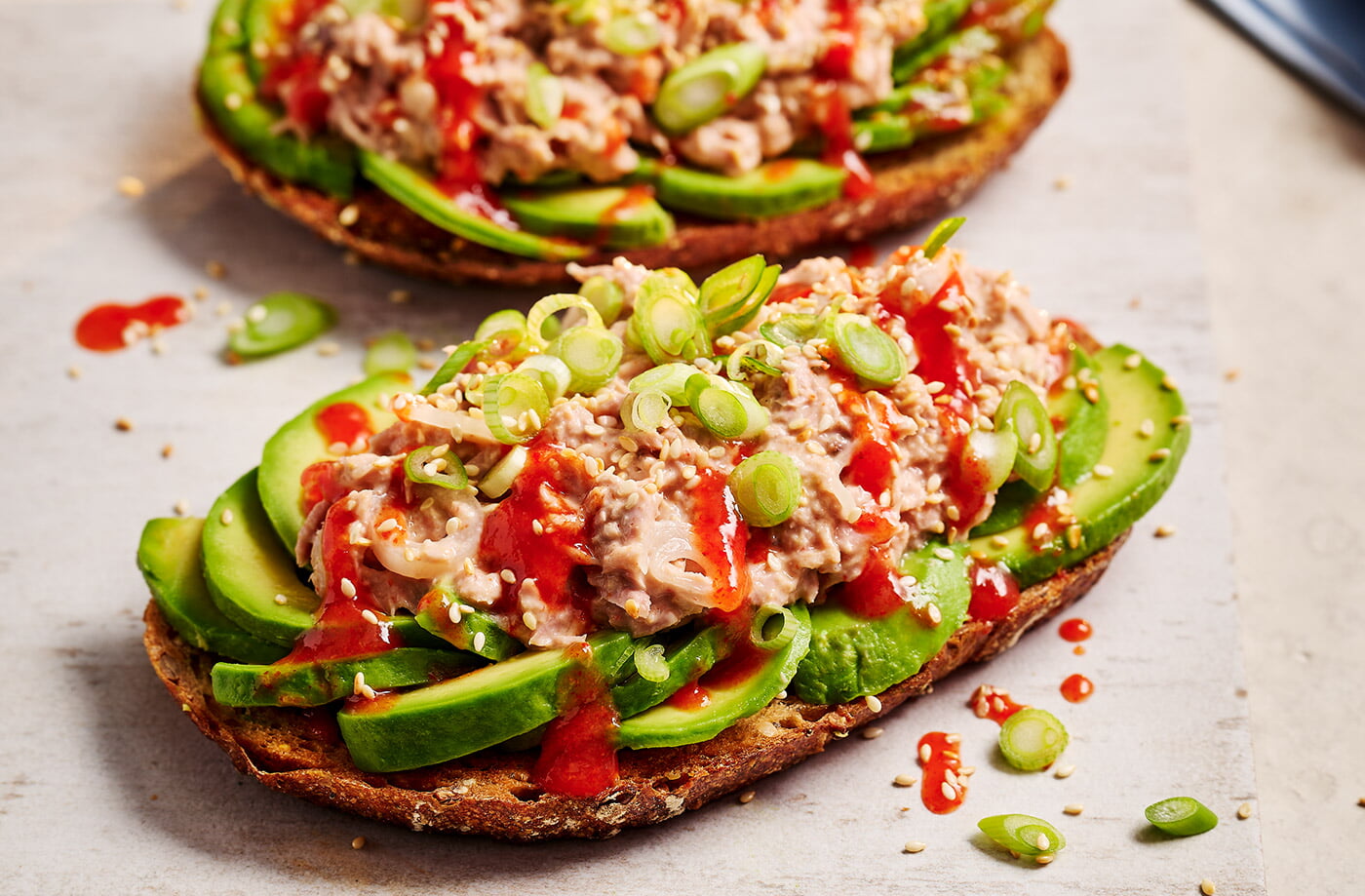 Spicy tuna open sarnies recipe