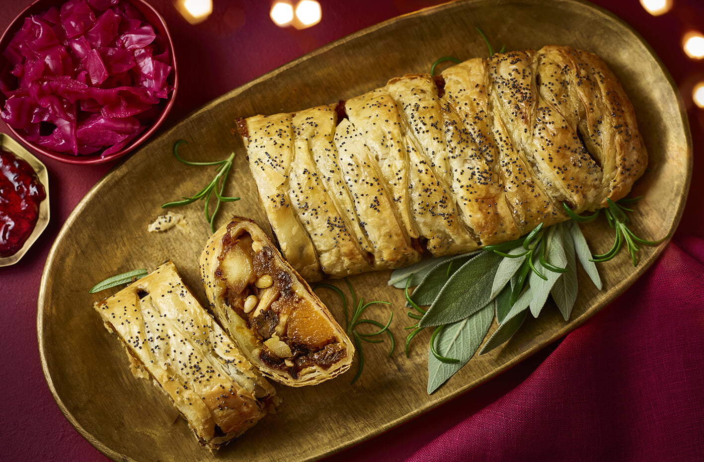 Parsnip, squash, pine nut and porcini strudel recipe