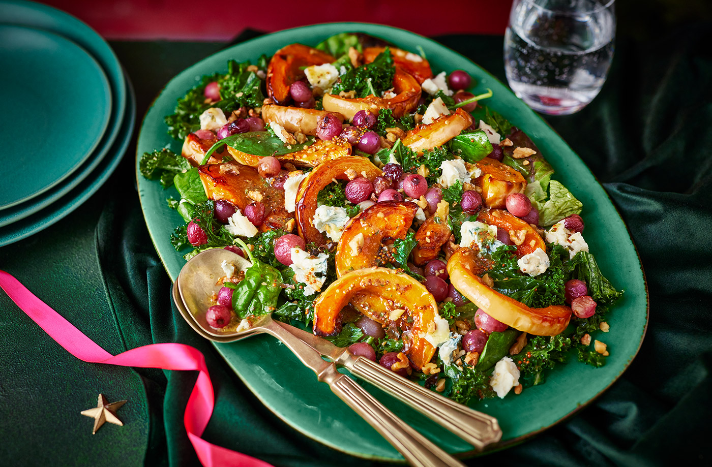 Roasted squash, grape and walnut salad recipe