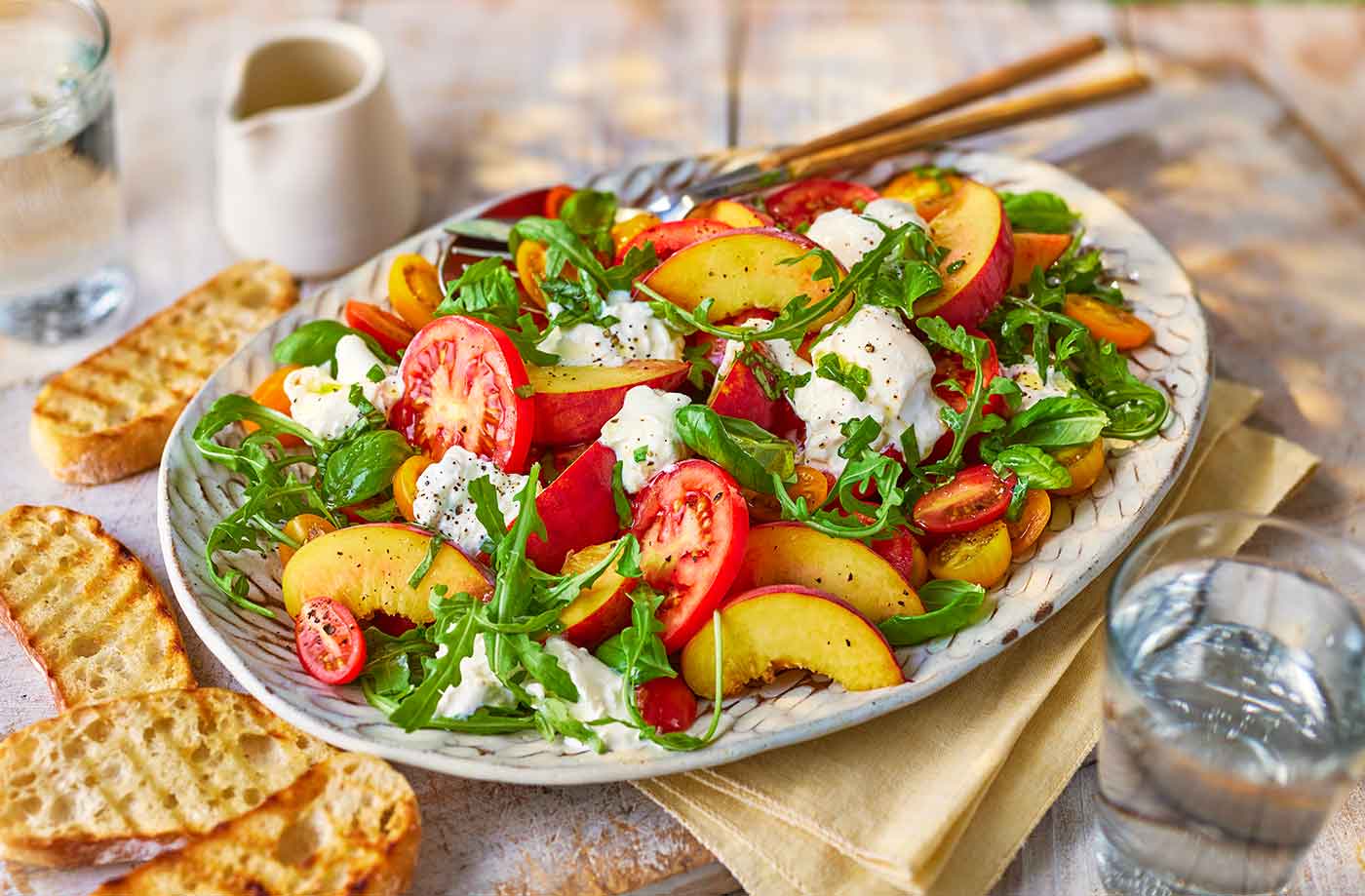 Tomato, peach and burrata salad recipe
