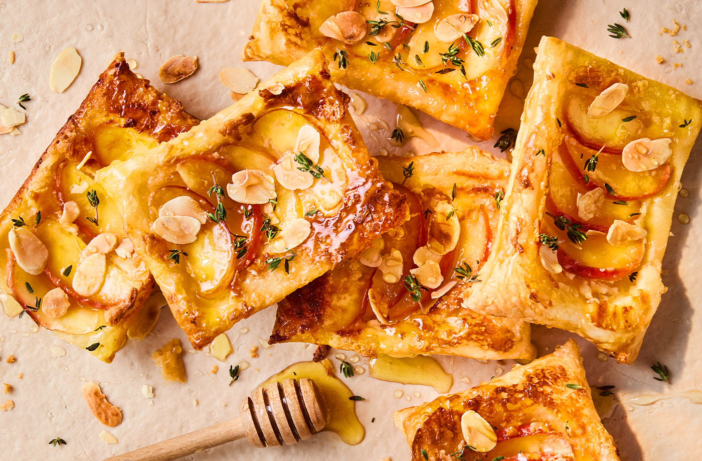 Upside-down apple and honey tarts