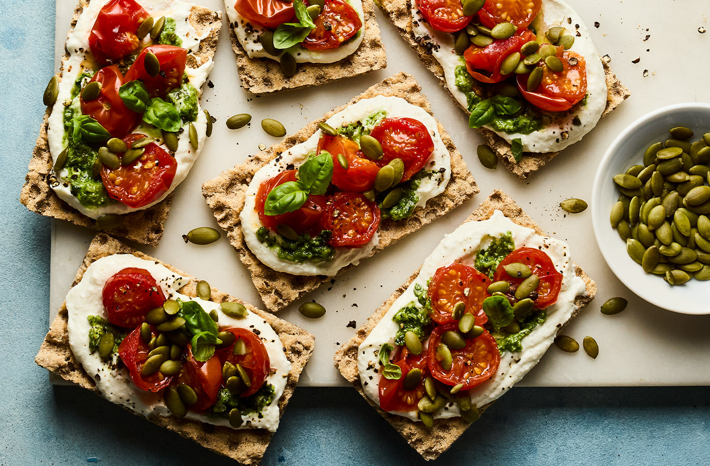 Whipped cottage cheese bruschetta recipe