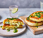 Garlic butter with parsley and mozzarella stuffed flatbreads | Tesco Real Food