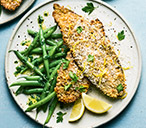 Aubergine schnitzel with garlicky green beans | Tesco Real Food