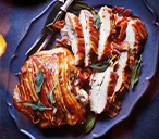 Brined turkey thighs wrapped in bacon with crispy sage | Tesco Real Food