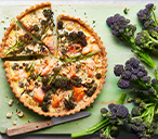 Purple sprouting broccoli, salmon and hazelnut tart | Tesco Real Food