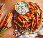 Carrot Fries With Coriander And Coconut Yogurt Dip Recipe | Side Dish Recipes | Tesco Real Food