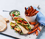 Halloumi Pittas With Sweet Potato Wedges | Tesco Real Food