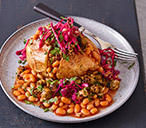 Jacket potatoes with fennel sausage and beans | Tesco Real Food
