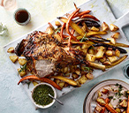 Salted Honey And Rosemary Lamb With Roasties And Rainbow Carrots Recipe | Lamb Recipes | Tesco Real 