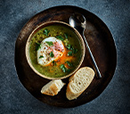 Pea and ham soup with poached eggs | Tesco Real Food