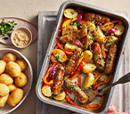 Sausage And Jersey Royal Traybake | Traybake Recipes | Tesco Real Food