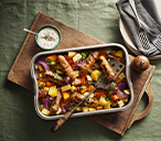 Sausage, sage and root veg traybake | Tesco Real Food