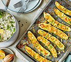 Stuffed courgettes with mint rice | Tesco Real Food