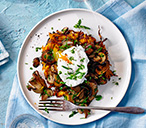 Sweet potato rosti with mushrooms and poached egg | Tesco Real Food