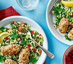 Chicken kofte tabbouleh with minty yoghurt sauce | Tesco Real Food