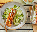 Wasabi and soy salmon with quick-pickled cucumber | Tesco Real Food