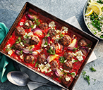 Tomato Meatball Traybake With Lemony Spinach Rice Recipe | Traybake Recipes | Tesco Real Food