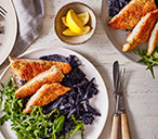 Couscous chicken schnitzel with red cabbage and rocket | Tesco Real Food