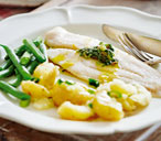 Baked fish with watercress salsa and crushed potatoes | Tesco Real Food
