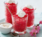 Rhubarb, raspberry and stem ginger granita with ginger cream | Tesco Real Food